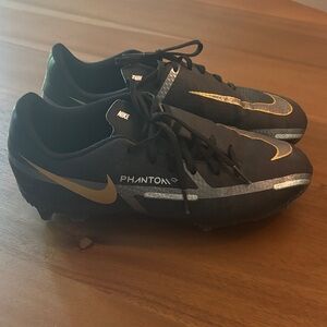 Nike Phantom Cleats Black with Gold and Silver
